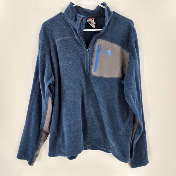 The north face mens large blue sweater sweatshirt fleece quarter zip - Picture 1 of 5